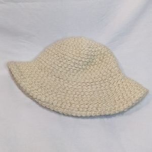 Vintage Cream Liz Claiborne Wool Blend Knit Bucket Hat with Sequins